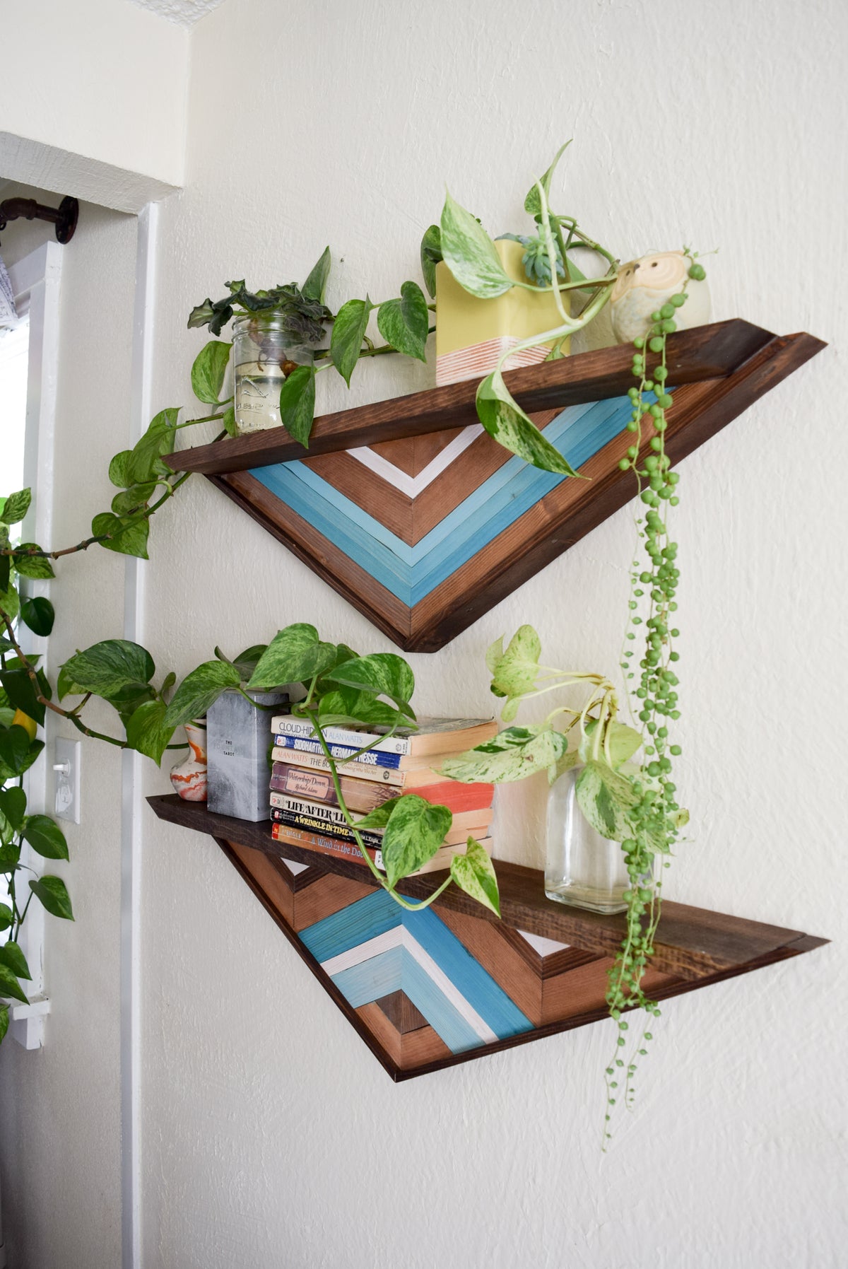 Set of Wood Mosaic Floating Shelves