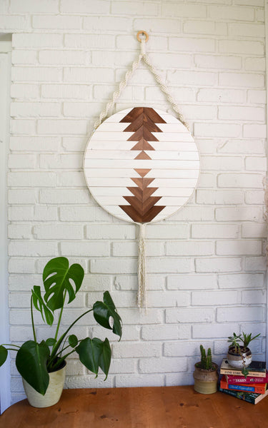 LEDA Wood Wall Art - Macrame Wall Hanging - Boho Wood Art - Round Wooden Wall Art - Modern Wood Art - Round Fiber Art shops - Boho Nursery