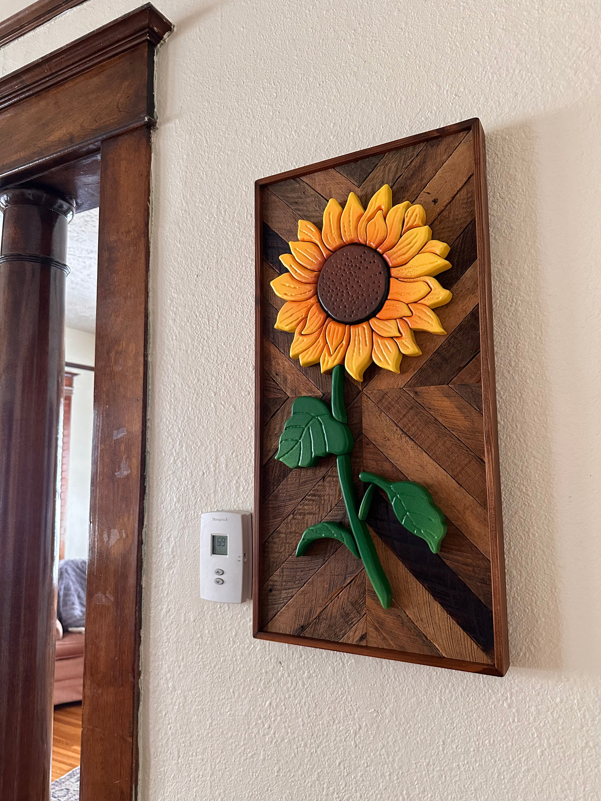 Two Sunflower Intrasia Wood Wall Art Mosaics for Karissa