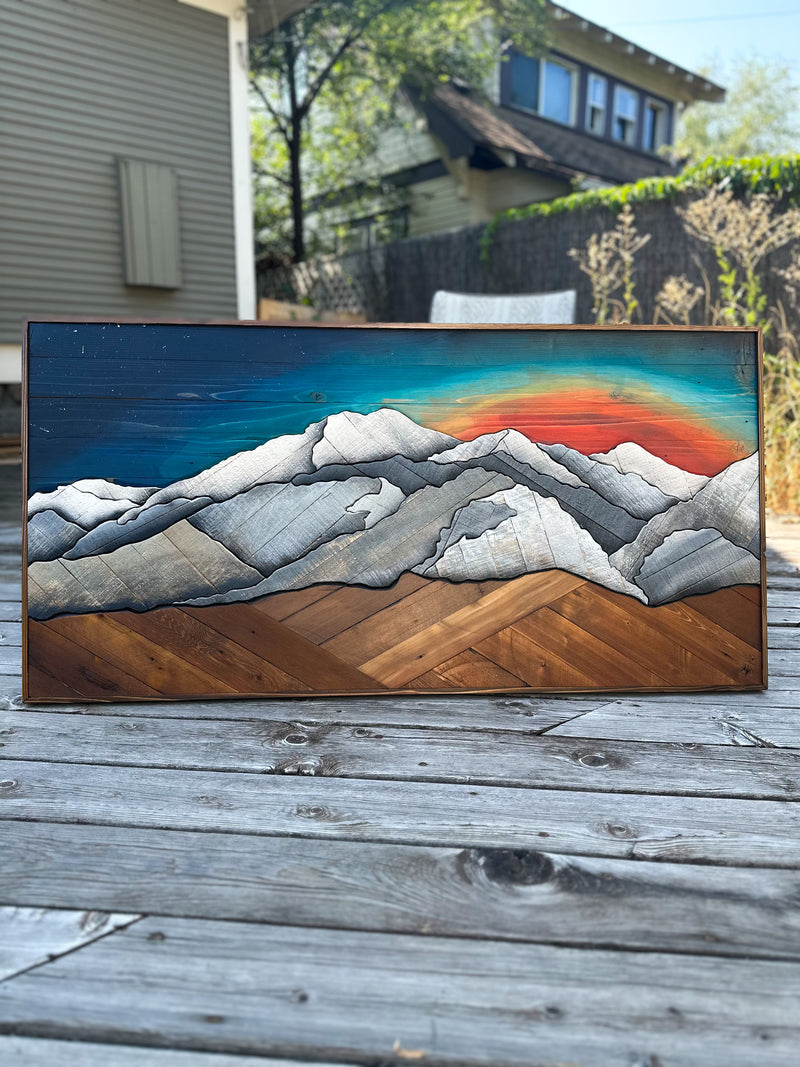 Custom Mountain Landscape Wood Artwork for Kylie and Josh