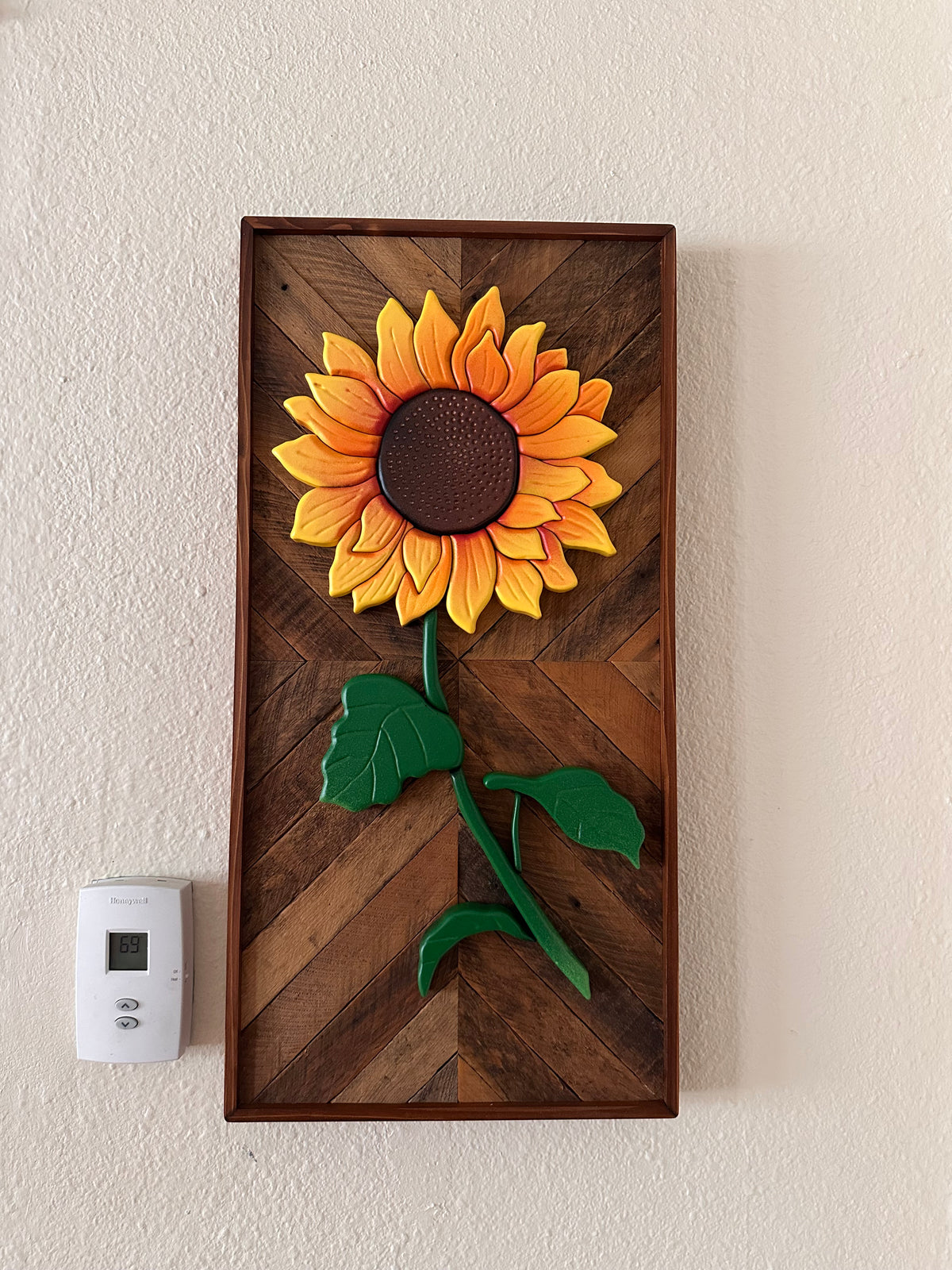 Two Sunflower Intrasia Wood Wall Art Mosaics for Karissa