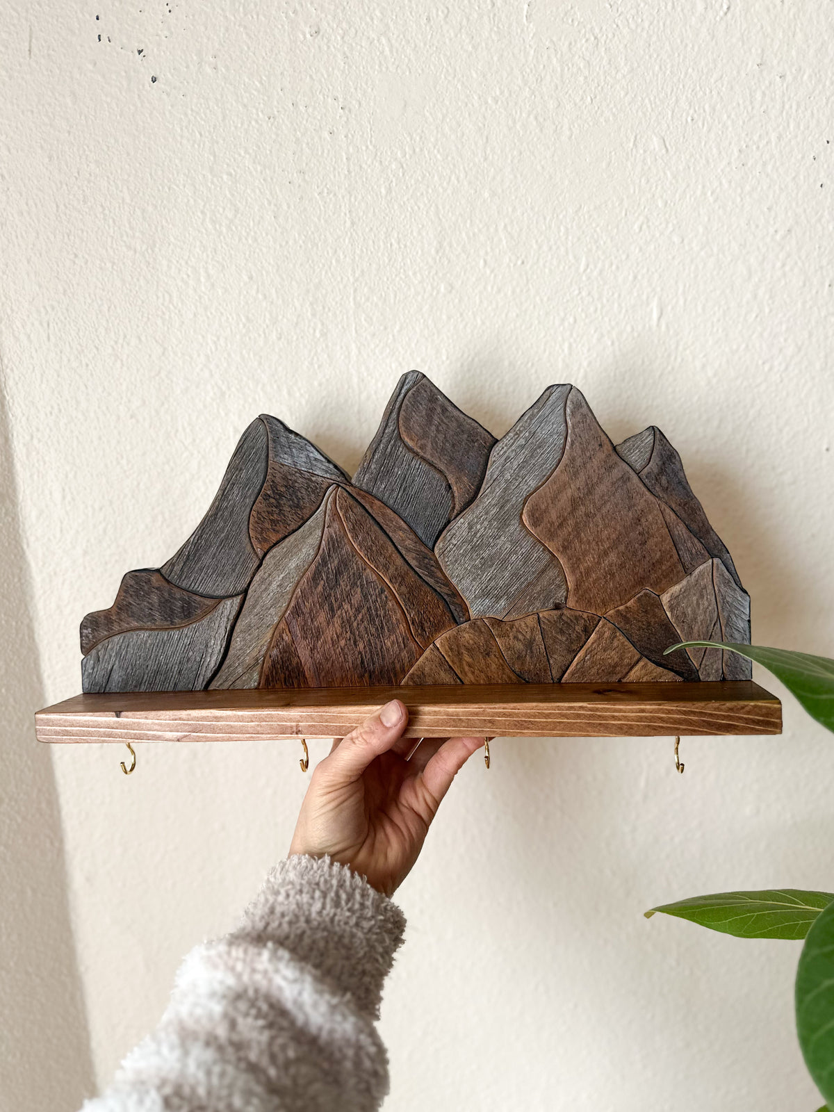 Free Form Mountain Landscpe Key Holder Shelf // Mountain Range Mosaic