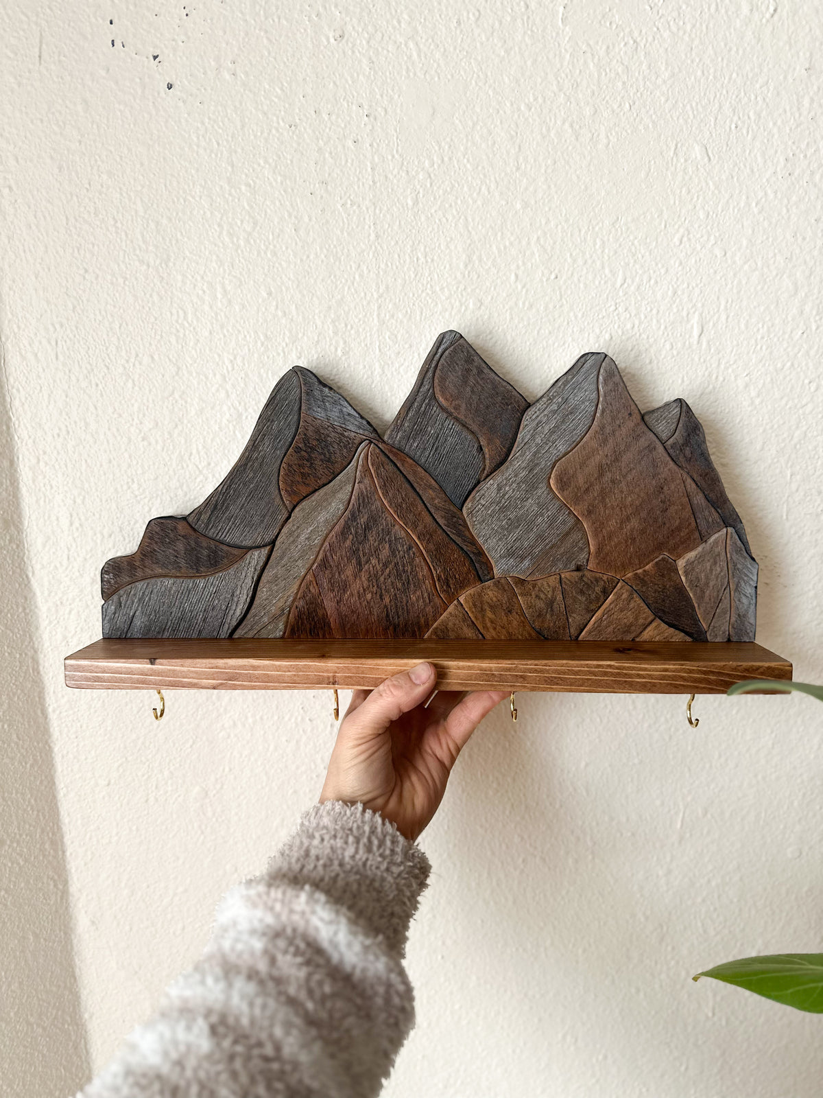 Free Form Mountain Landscpe Key Holder Shelf // Mountain Range Mosaic