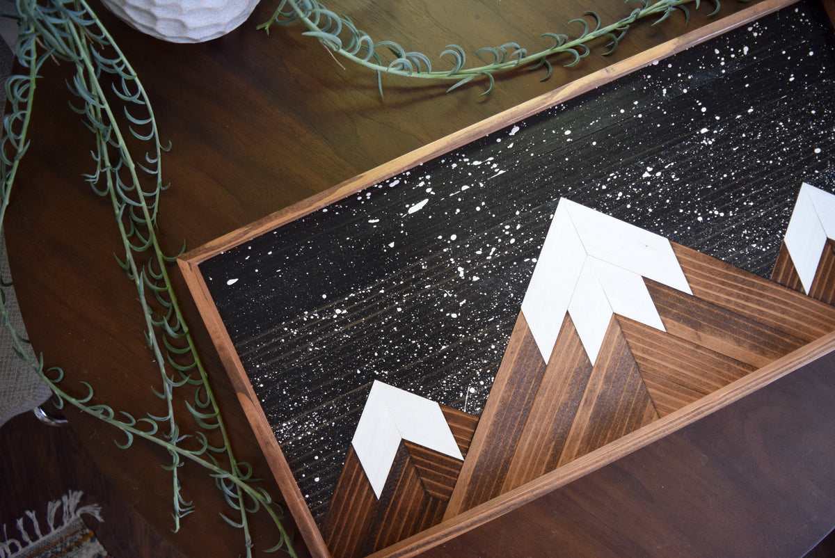 Starry Peaks Serving Tray - Wood Decorative Tray