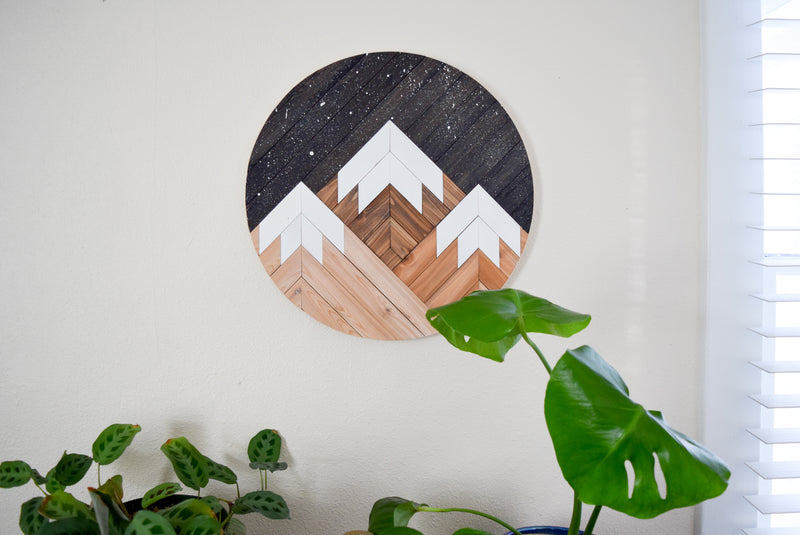 Twilight Peaks Round Wood Mosaic