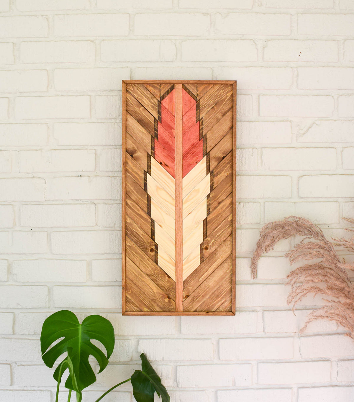 CARDINAL Wood Wall Art Hanging - Feather Wooden Wall Art Hanging - Wood Art Wall Hanging - Modern Wood Art - Geometric Wood Art - Boho Art