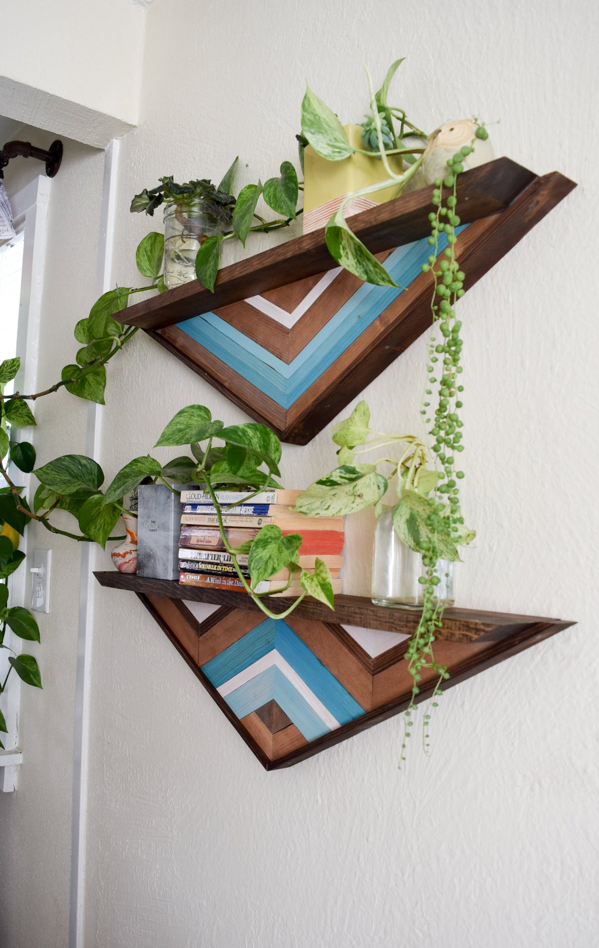 Wood Wall Art Triangle Shelf #1 - WAVE - Floating Shelf