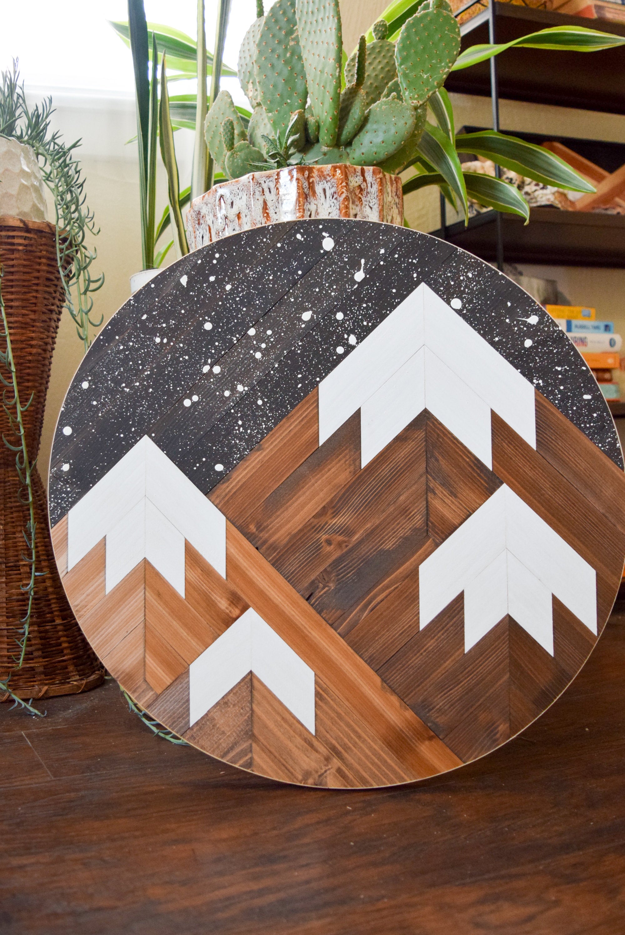 Round Desert Mountain Wood Wall Art | Modern Boho Circle Wall Hanging | Southwest Laser Cut hot Wall Art