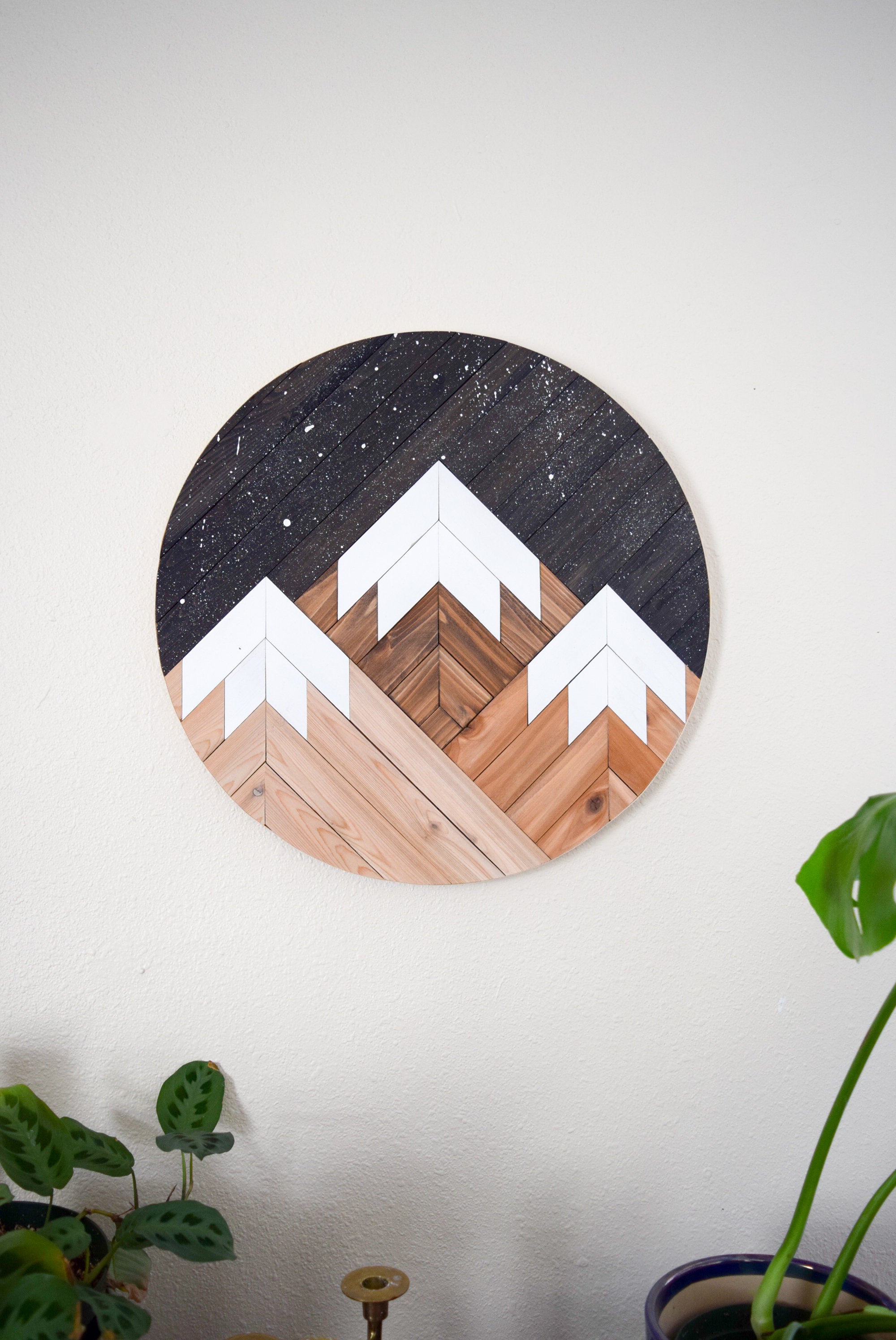 Round Moon Mountain Wood Wall Art outlets | Boho Circle Wall Hanging | Laser Cut Wall Art