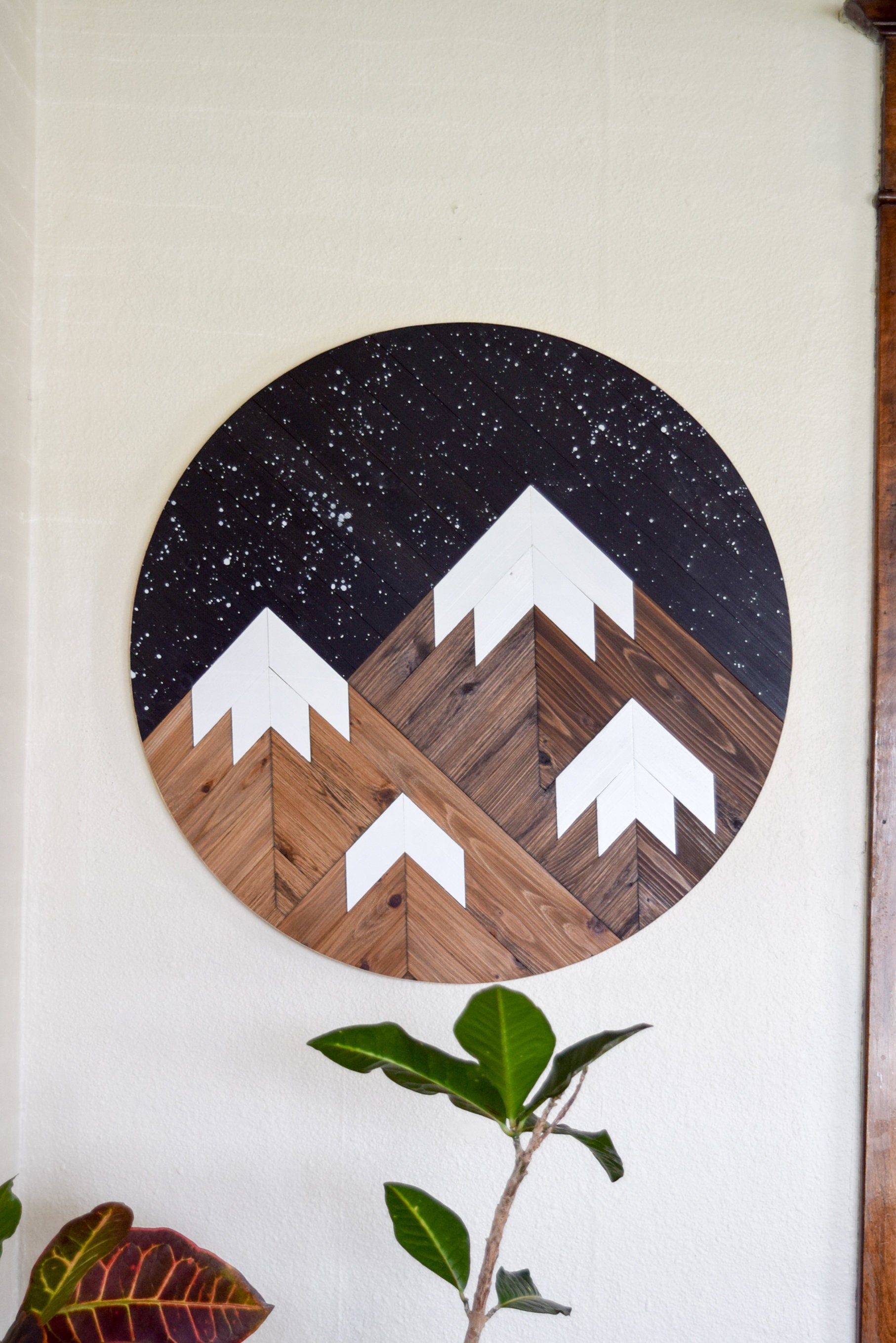 Round Desert Mountain Wood Wall Art | Modern Boho Circle Wall Hanging | Southwest Laser Cut hot Wall Art